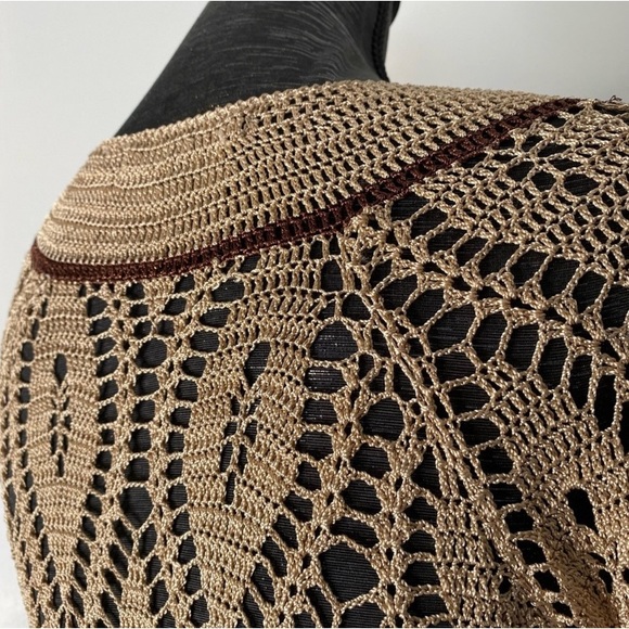 Crocheted cardigan with beaded belt accent - Picture 3 of 7